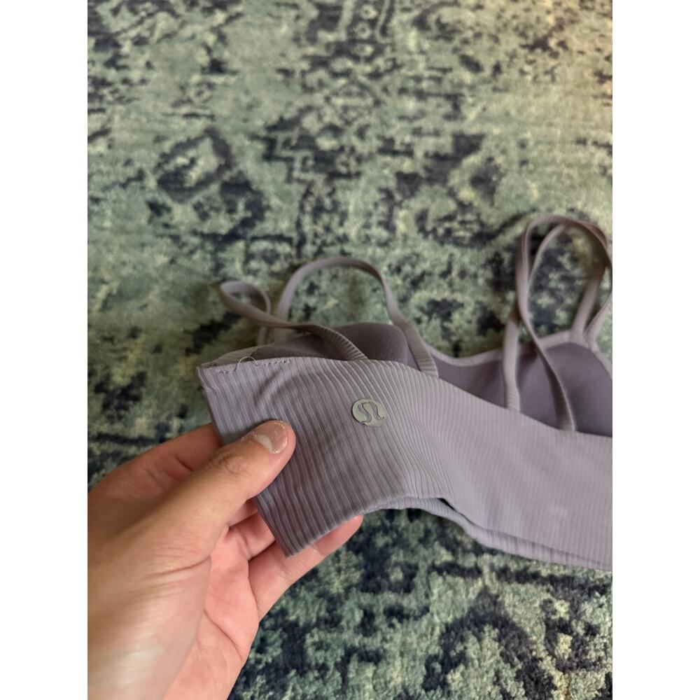 Lululemon Like a Cloud Purple Ash Stripe Bralette Medium Support Activewear - Picture 5 of 6